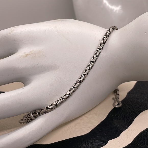 Byzantine S/S Bracelet. Vintage Sterling Silver Woven Chain Bali Bracelet EUC - Picture 5 of 7